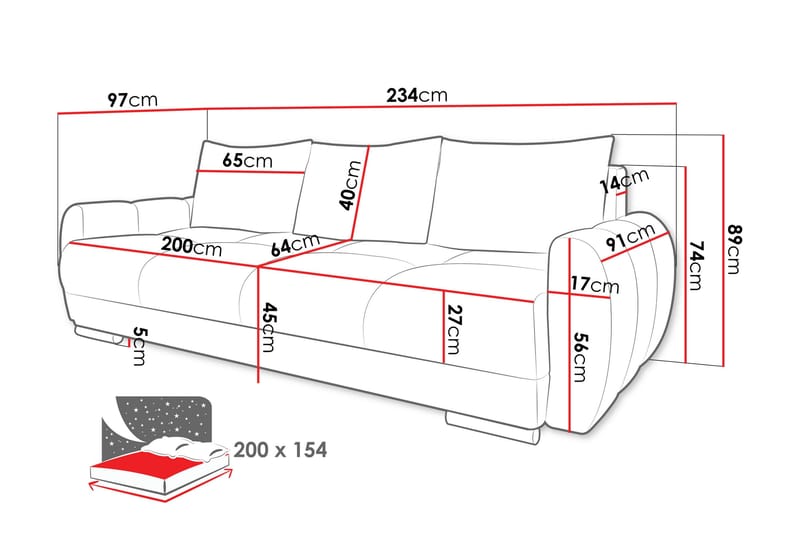 Simerly Soffa 3-sits - Grå - Products - Möbler - Soffa - 3 sits soffa