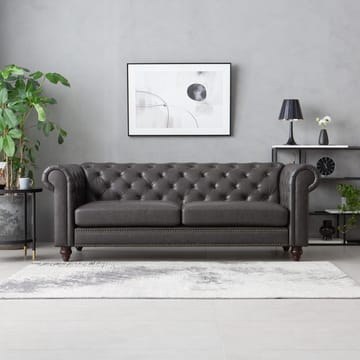 Soffa chesterfield 3-sits 219 cm mörkbrunt konstläder - Mörkbrun - Products - Möbler - Soffa - Chesterfield soffa