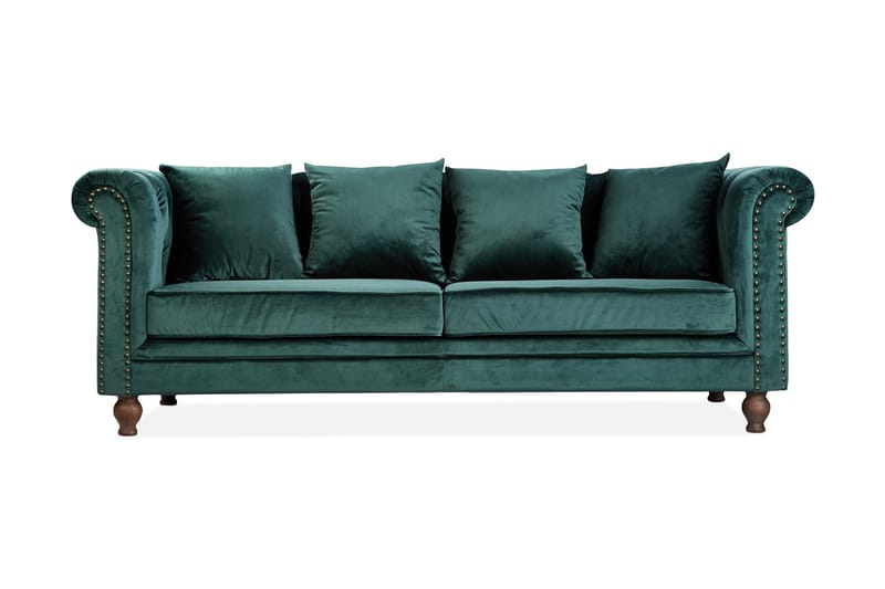 Velvet Sammetssoffa 3-sits, Grön