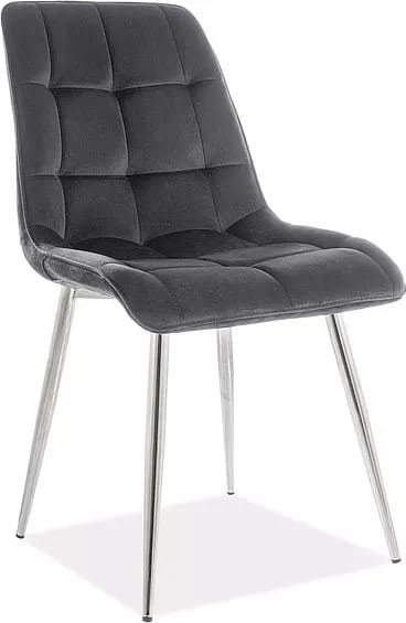 Chic matstol - Svart sammet/krom, Svart sammet/krom