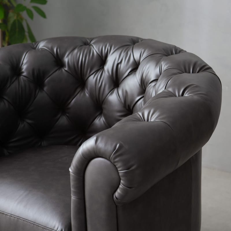 Clubfåtölj chesterfield mörkbrun PU - Products - Möbler - Fåtölj & stolar - Fåtölj - Chesterfield fåtölj