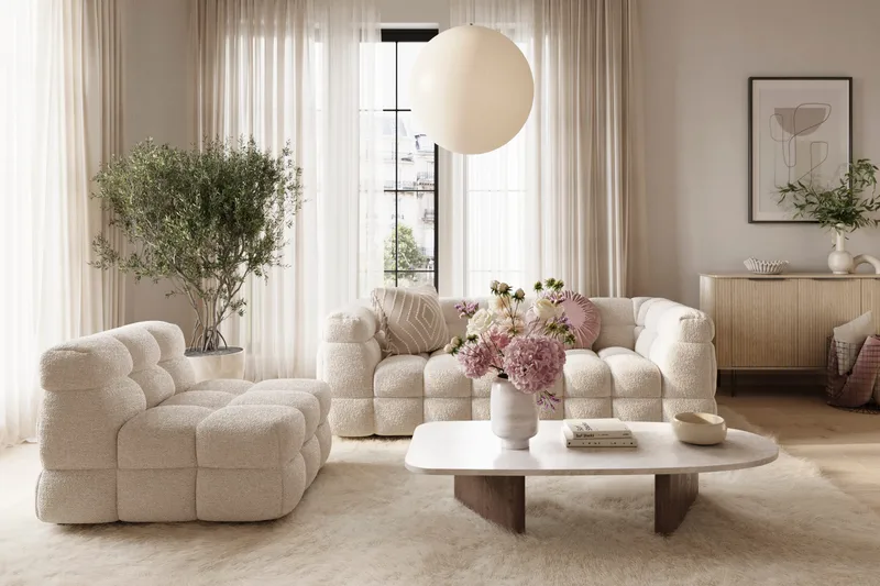 Elise Bubblig Fåtölj - Beige Teddy - Products - Möbler - Fåtölj & stolar - Fåtölj - Fåtölj utan armstöd