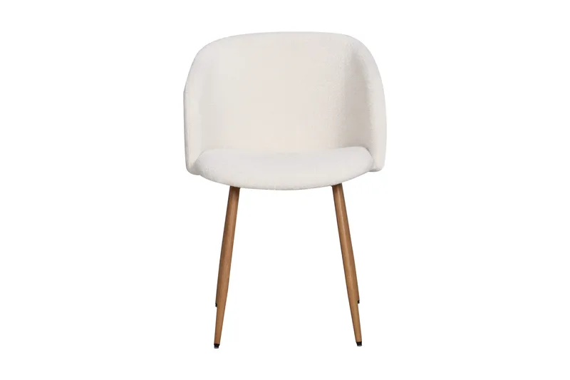 Greya Matstol med armstöd - Vit Bouclé / Metallben Brun - Products - Möbler - Fåtölj & stolar - Karmstol