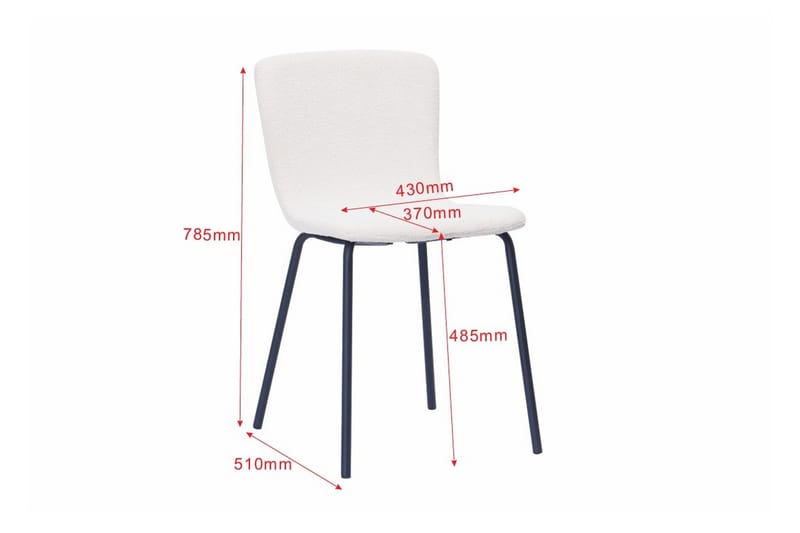 Katy Matstol - Vit Bouclé / Metallben Svart - Products - Möbler - Fåtölj & stolar - Matstol & köksstol