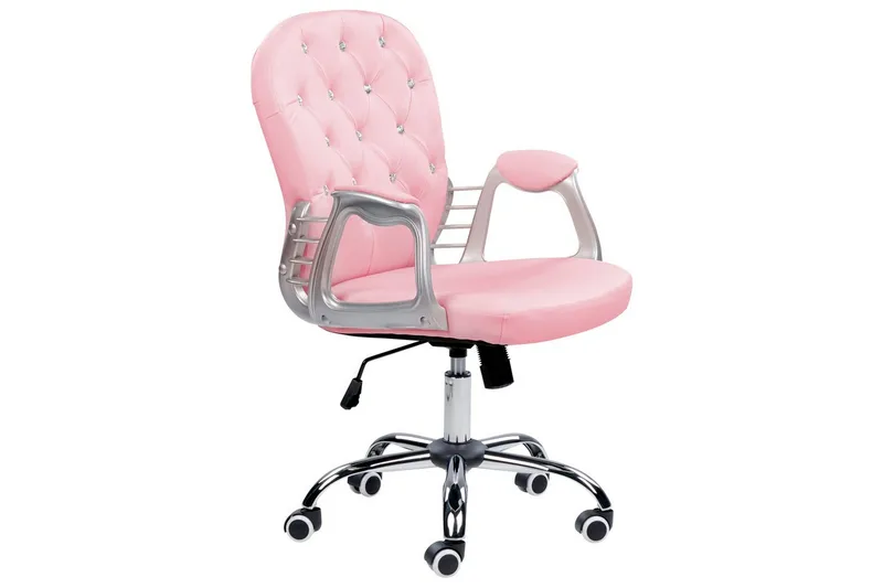 Kontorsstol med kristaller Princess Rosa/svart/silver - Rosa/svart/silver - Products - Möbler - Fåtölj & stolar - Kontorsstol & skrivbordsstol