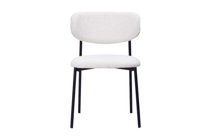 Lucy Matstol, Vit Bouclé / Metallben Svart