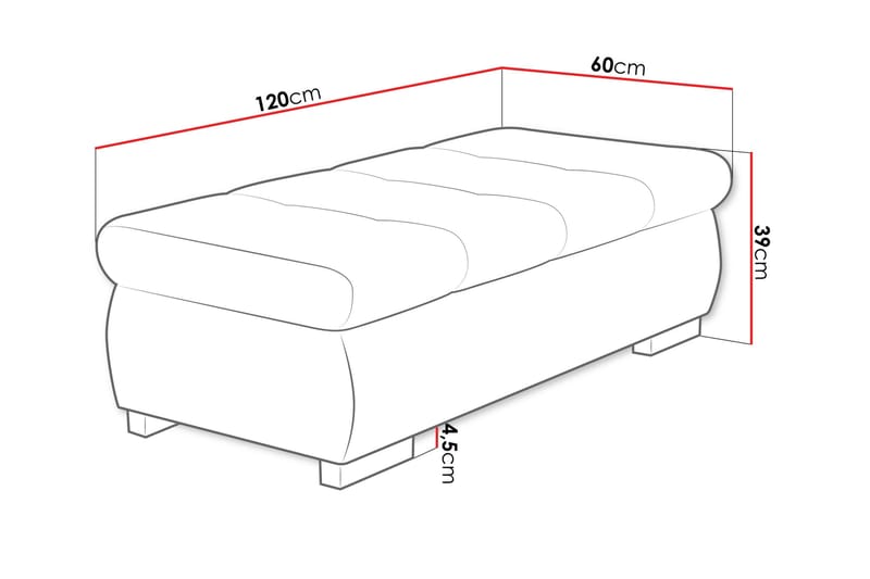 Cerys Fotpall 60 cm - Svart/Mörkgrå - Products - Möbler - Fåtölj & stolar - Pall & puff - Fotpallar