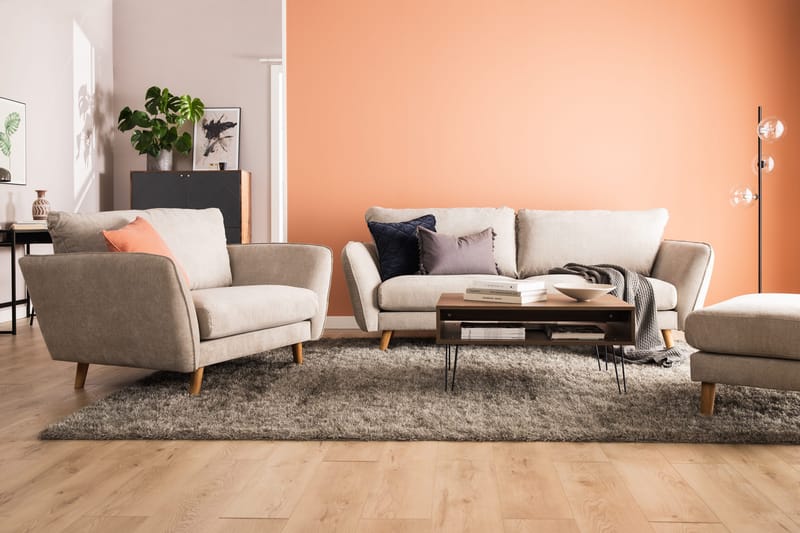 Trend Lyx Fotpall - Beige/Svart - Products - Möbler - Fåtölj & stolar - Pall & puff - Fotpallar