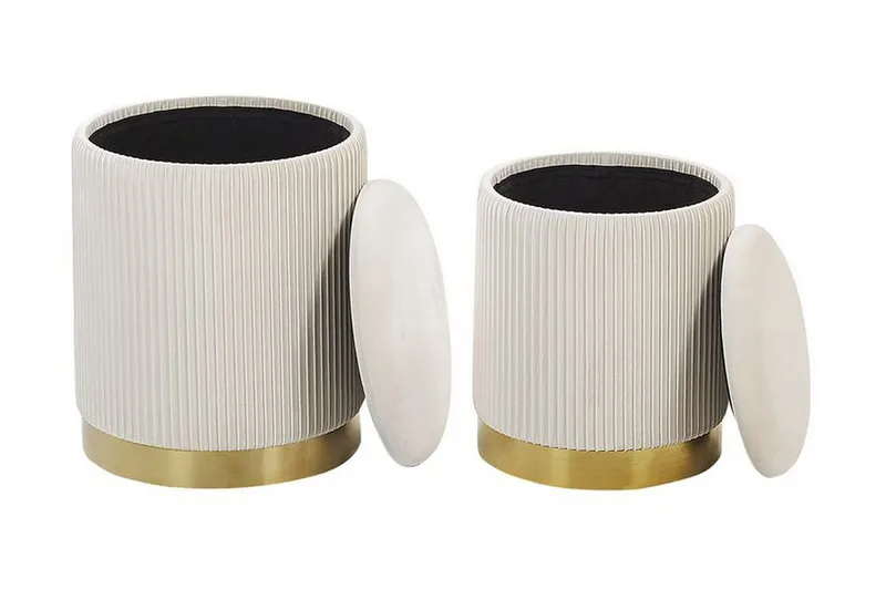 Trumelet Fotpall med Förvaring 2-pack - Vit - Products - Möbler - Fåtölj & stolar - Pall & puff - Fotpallar