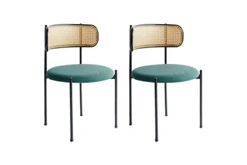Set med 2 matstolar Andover - Svart, ljust trä, grönt - Products - Möbler - Fåtölj & stolar - Matstol & köksstol
