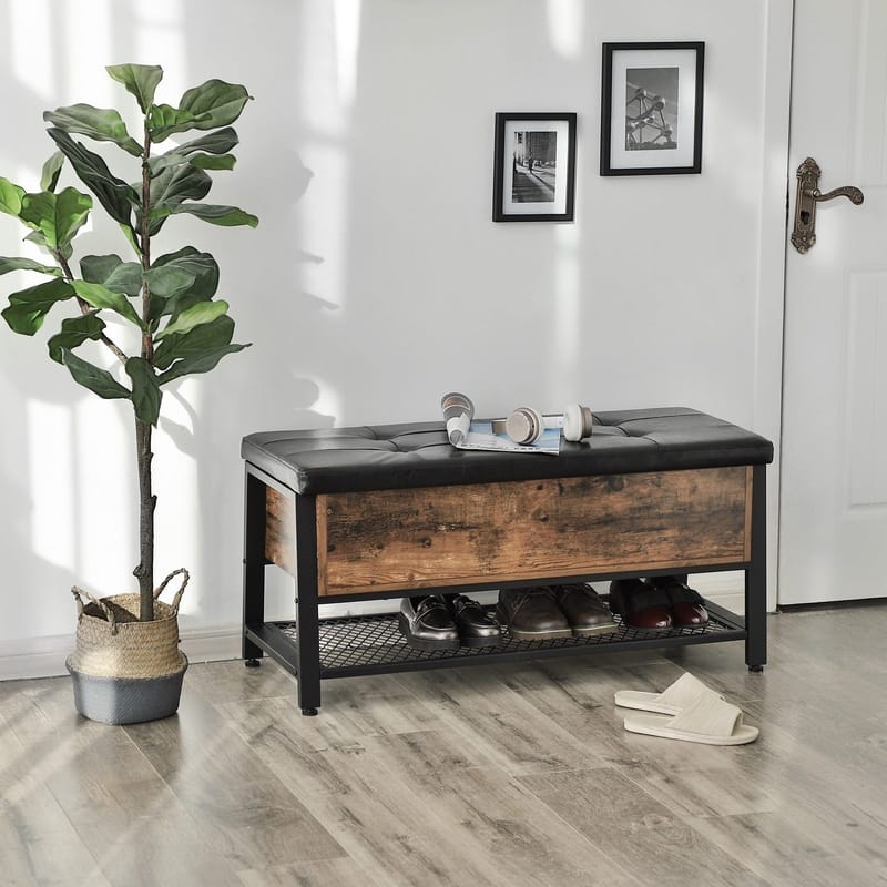 Tomas hallbänk 100 cm - Brun/svart - Brun/svart - Products - Möbler - Fåtölj & stolar - Sittbänk