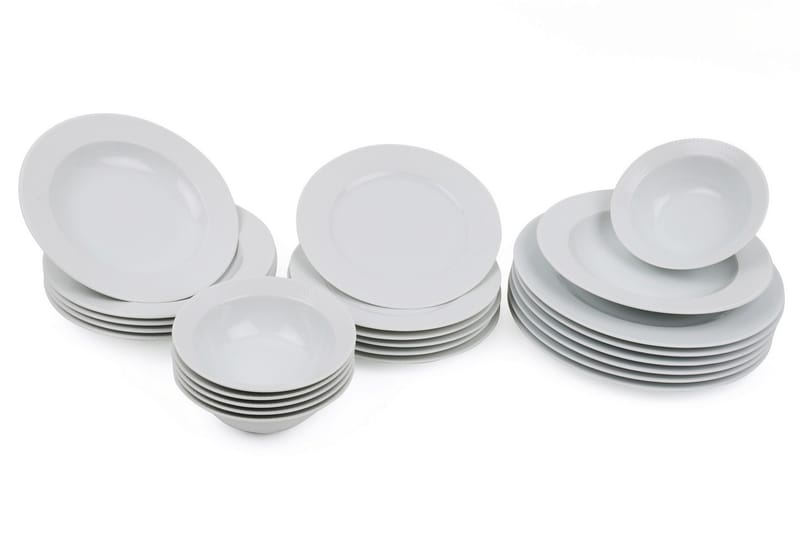 Adine Middagsservis 24 Delar Porslin, Vit