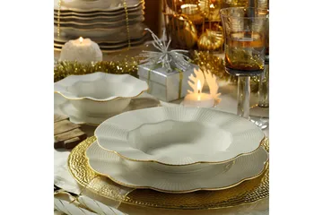 Adine Middagsservis 24 Delar Porslin - Creme/Guld - Products - Servering & matlagning - Porslin