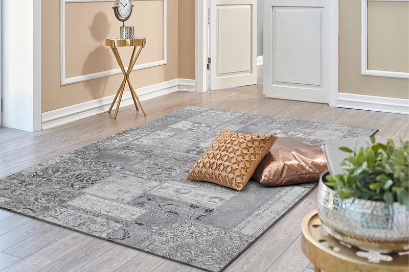 Patchwork Wiltonmatta 200x290 cm Rektangulär - Silver - Products - Textil & mattor - Matta - Modern matta - Wiltonmatta