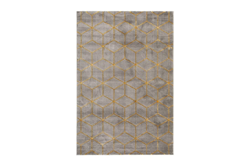 Skravelsbo Cube Matta 200x290 cm, Antracit/Guld