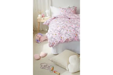 Påslakanset Enkelsäng 2-Dels Enhörning - Rosa - Products - Textil & mattor - Sängkläder - Påslakan