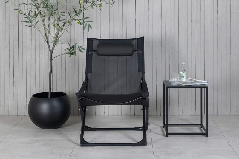 Seville Relaxstol Vikbar med Dyna - Svart - Products - Utemöbler & utemiljö - Balkong & altan - Balkongmöbler - Balkongstol