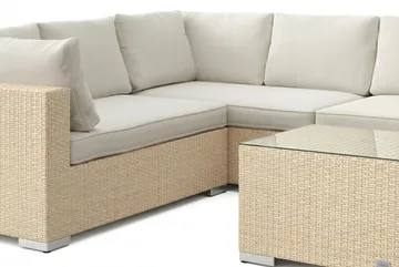 Bahamas L-formad utesoffa höger, 7-sits med bord - Beige - Products - Utemöbler & utemiljö - Loungemöbler - Loungeset & loungegrupp