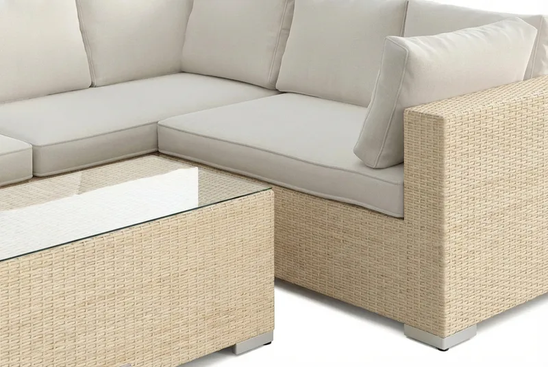 Bahamas L-formad utesoffa vänster, 6-sits med bord - Beige - Products - Utemöbler & utemiljö - Loungemöbler - Loungeset & loungegrupp