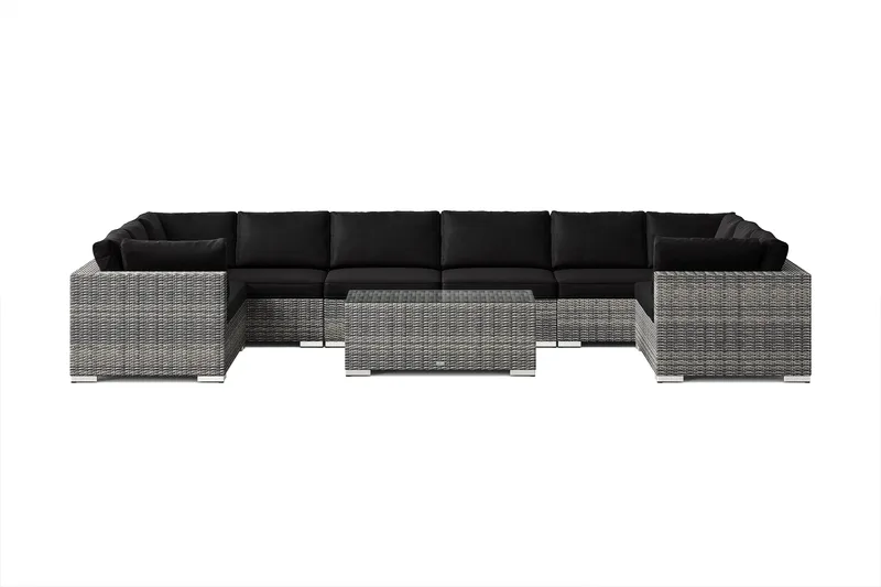 Bahamas U-formad utomhus loungegrupp med stängt avslut, 10-sits med bord - Grå - Products - Utemöbler & utemiljö - Loungemöbler - Loungeset & loungegrupp