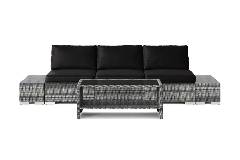 Bahamas utesoffa 3-sits med bord med hylla - Grå - Products - Utemöbler & utemiljö - Loungemöbler - Loungeset & loungegrupp