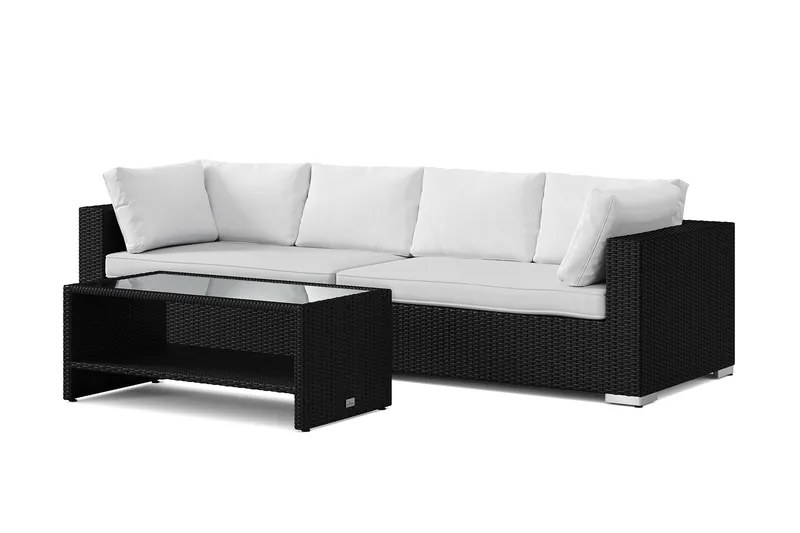 Bahamas utesoffa 4-sits med bord och hylla, Svart