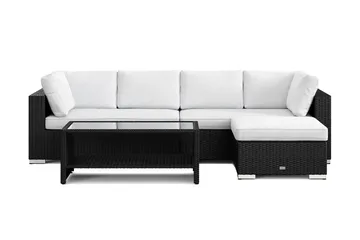 Bahamas utomhus divansoffa 5-sits med vändbar divan och bord med hylla - Svart - Products - Utemöbler & utemiljö - Loungemöbler - Loungeset & loungegrupp