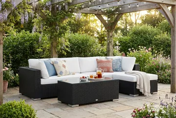 Bahamas utomhus divansoffa 5-sits med vändbar divan och bord - Svart - Products - Utemöbler & utemiljö - Loungemöbler - Loungeset & loungegrupp