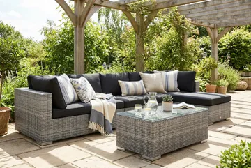 Bahamas utomhus divansoffa 6-sits med vändbar divan och bord - Grå - Products - Utemöbler & utemiljö - Loungemöbler - Loungeset & loungegrupp