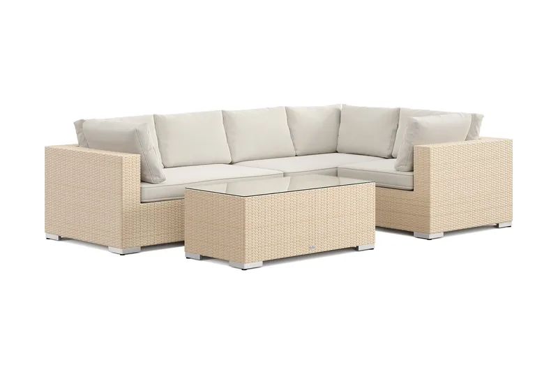 Bahamas utomhus hörnsoffa 5-sits vändbar med bord - Beige - Products - Utemöbler & utemiljö - Loungemöbler - Loungeset & loungegrupp