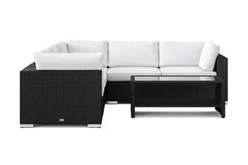 Bahamas utomhus hörnsoffa 5-sits vändbar och bord med hylla - Svart - Products - Utemöbler & utemiljö - Loungemöbler - Loungeset & loungegrupp
