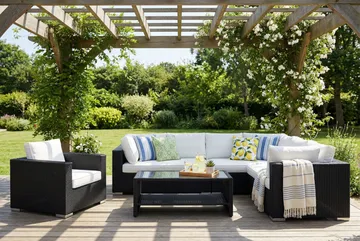 Bahamas utomhus L-soffa vänster 7-sits med fåtölj och bord med hylla - Svart - Products - Utemöbler & utemiljö - Loungemöbler - Loungeset & loungegrupp