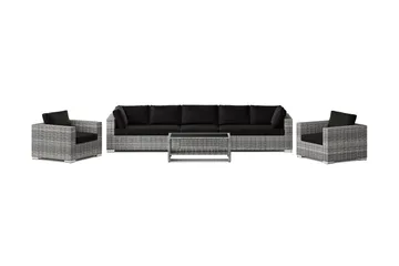 Bahamas utomhus soffgrupp 7-sits med två fåtöljer och bord med hylla - Grå - Products - Utemöbler & utemiljö - Loungemöbler - Loungeset & loungegrupp