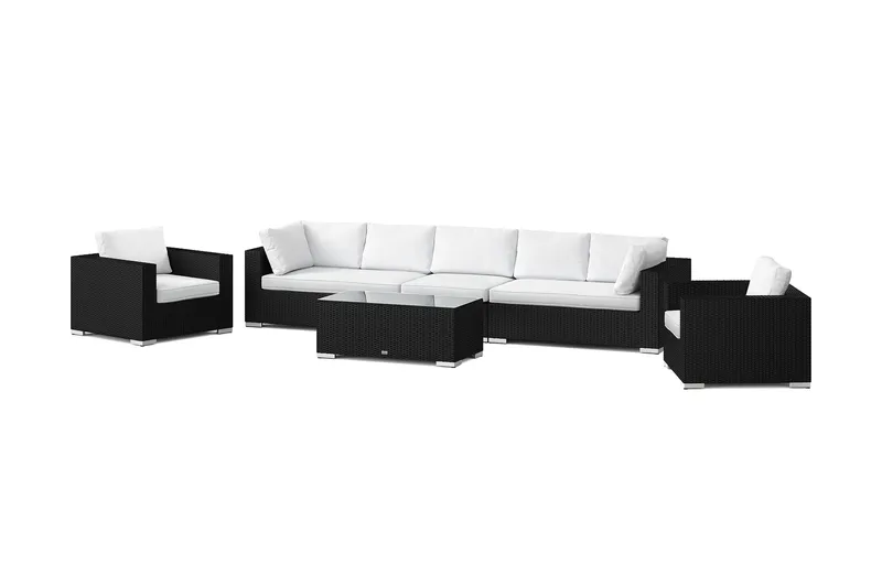 Bahamas utomhus soffgrupp 7-sits med två fåtöljer och bord, Svart