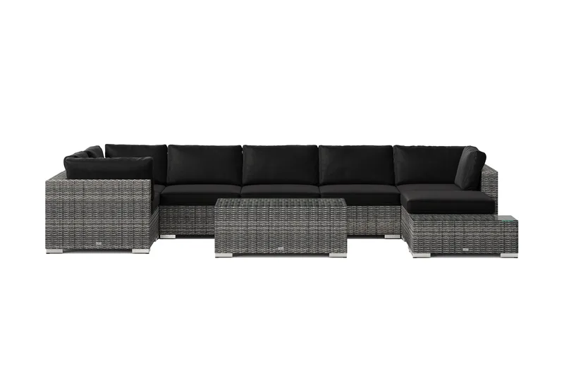 Bahamas utomhus U-soffa 7-sits vändbar divan med öppet avslut och bord - Grå - Products - Utemöbler & utemiljö - Loungemöbler - Loungeset & loungegrupp