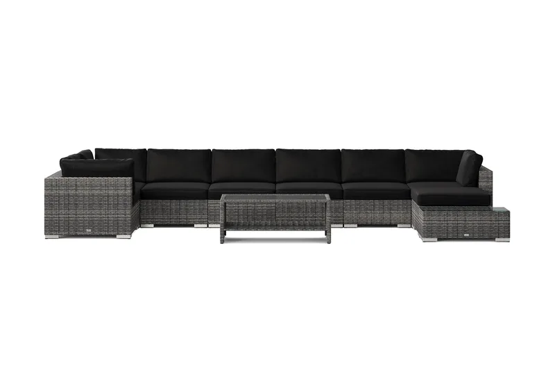 Bahamas utomhus U-soffa 8-sits vändbar divan med öppet avslut och bord med hylla - Grå - Products - Utemöbler & utemiljö - Loungemöbler - Loungeset & loungegrupp