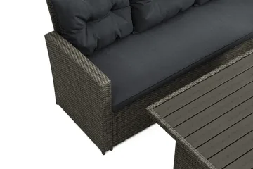 James 5-sits Högervänd Loungegrupp Utomhus – Soffgrupp med grå dynor och bord i konstrotting - Mörkgrå/Svart/Brun - Products - Utemöbler & utemiljö - Loungemöbler - Loungeset & loungegrupp