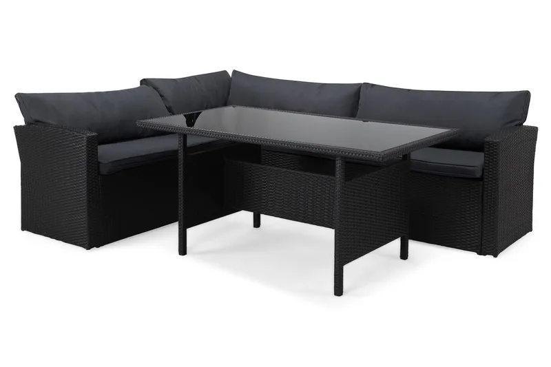 James Light Soffgrupp och Loungegrupp Utomhus 5-sits i konstrotting för trädgård och uteplats - Svart / Svarta dynor - Products - Utemöbler & utemiljö - Loungemöbler - Loungeset & loungegrupp