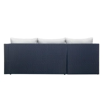 Mendoza l-formad 4-sits soffgrupp i konstrotting för altan och terrass - Svart / Vita dynor - Products - Utemöbler & utemiljö - Loungemöbler - Loungeset & loungegrupp