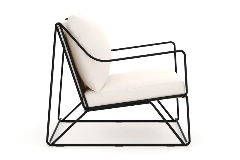 Usteryd loungefåtölj utomhus i järn med vattenavisande dyna i beige - Svart - Products - Utemöbler & utemiljö - Loungemöbler - Loungestol utomhus