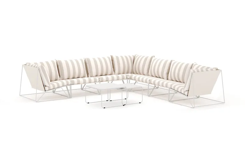 Usteryd utomhus hörnsoffa 7-sits vändbar - Beige/Striped - Products - Utemöbler & utemiljö - Loungemöbler - Loungeset & loungegrupp