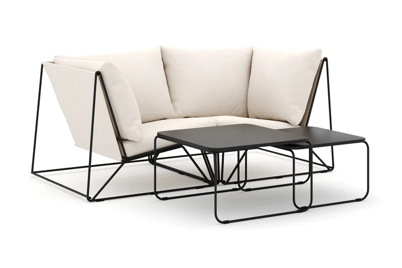 Usteryd utomhus rak 2-sits soffa - Svart/Beige - Products - Utemöbler & utemiljö - Balkong & altan - Balkongmöbler - Balkongsoffa