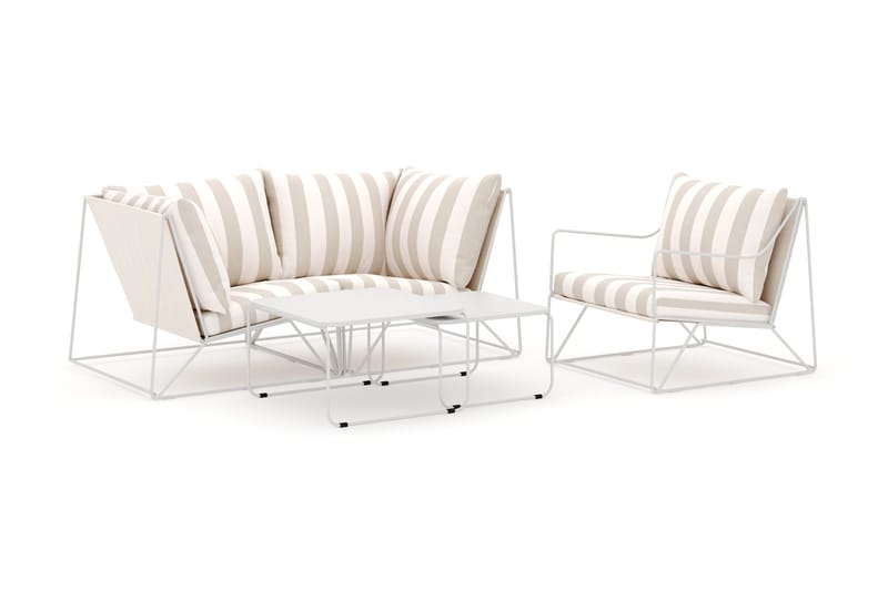 Usteryd utomhus rak 3-sits soffa med fåtölj - Beige/Striped - Products - Utemöbler & utemiljö - Loungemöbler - Loungeset & loungegrupp