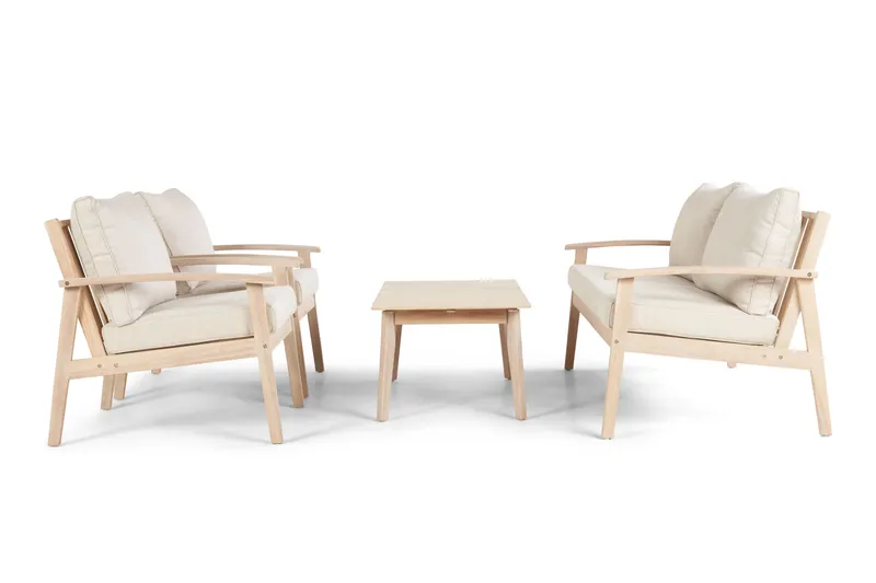 Wagnera Liten Soffgrupp utomhus - 2-sits soffa med 2 fåtöljer och soffbord i trä akacia - Beige - Products - Utemöbler & utemiljö - Loungemöbler - Loungeset & loungegrupp