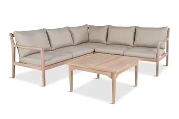 Wagnera Loungegrupp utomhus - L-formad soffa med fyrkantig soffbord i trä akacia - Natur / Beige - Products - Utemöbler & utemiljö - Loungemöbler - Loungeset & loungegrupp