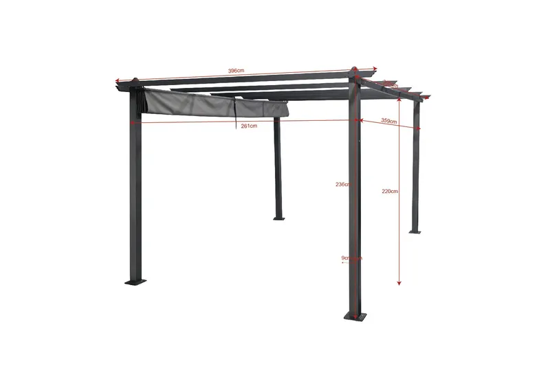 Porto Stor Pergola 4x3 m i aluminium med tak - Mörkgrå - Products - Utemöbler & utemiljö - Solskydd - Pergola
