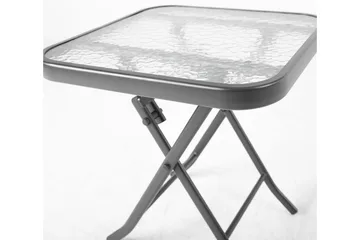 DUBLIN Litet Hopfällbart Cafébord och Utebord 46 cm Stål Glas - Grå - Products - Utemöbler & utemiljö - Utebord & trädgårdsbord - Sidobord utomhus