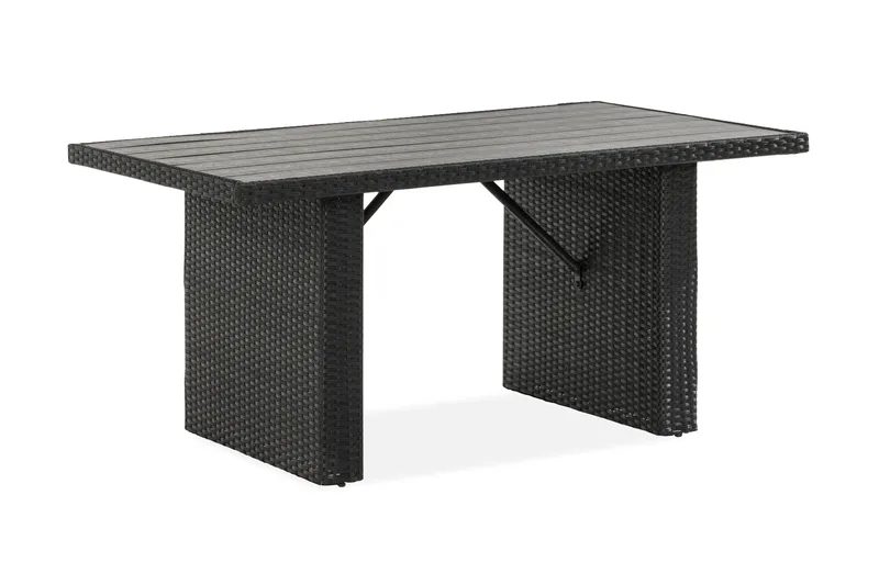 James Utebord 85x145 cm – Matbord utomhus i konstrotting med bordsskiva i Aintwood, Svart
