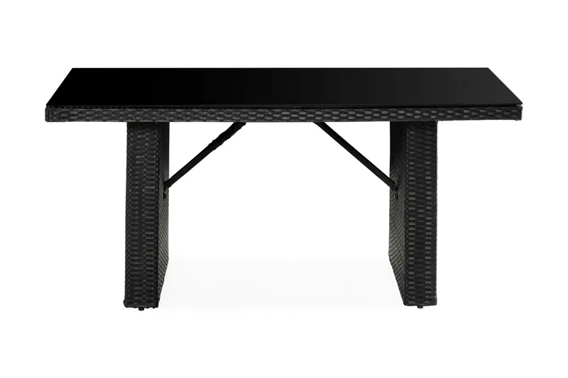 James Utebord 85x145 cm – Matbord utomhus i konstrotting med bordsskiva i Glas - Svart - Products - Utemöbler & utemiljö - Utebord & trädgårdsbord - Matbord utomhus