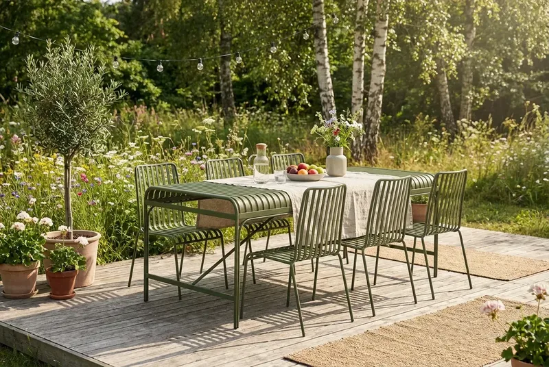Jarva Rektangulärt Matbord Utomhus 90x200 cm i Metall - Grön - Products - Utemöbler & utemiljö - Utebord & trädgårdsbord - Matbord utomhus